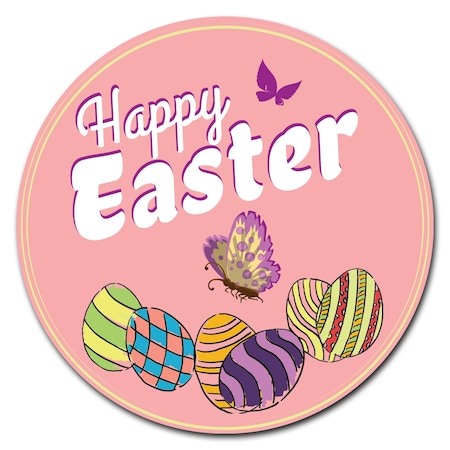 Signmission Corrugated Plastic Sign With Stakes 24in Circular-Happy Easter C-24-CIR-WS-Happy Easter 2